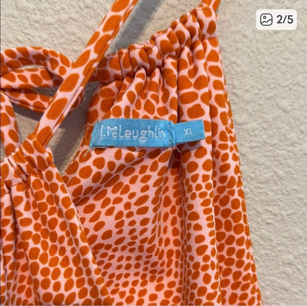 J Mclaughlin Orange Print Shelf Bra Halter Dress XL - Picture 3 of 7